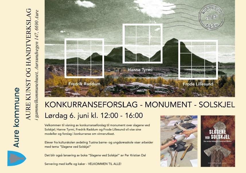 Plakat utstilling monument Solskjel. All tekst i artikkelen. - Klikk for stort bilde